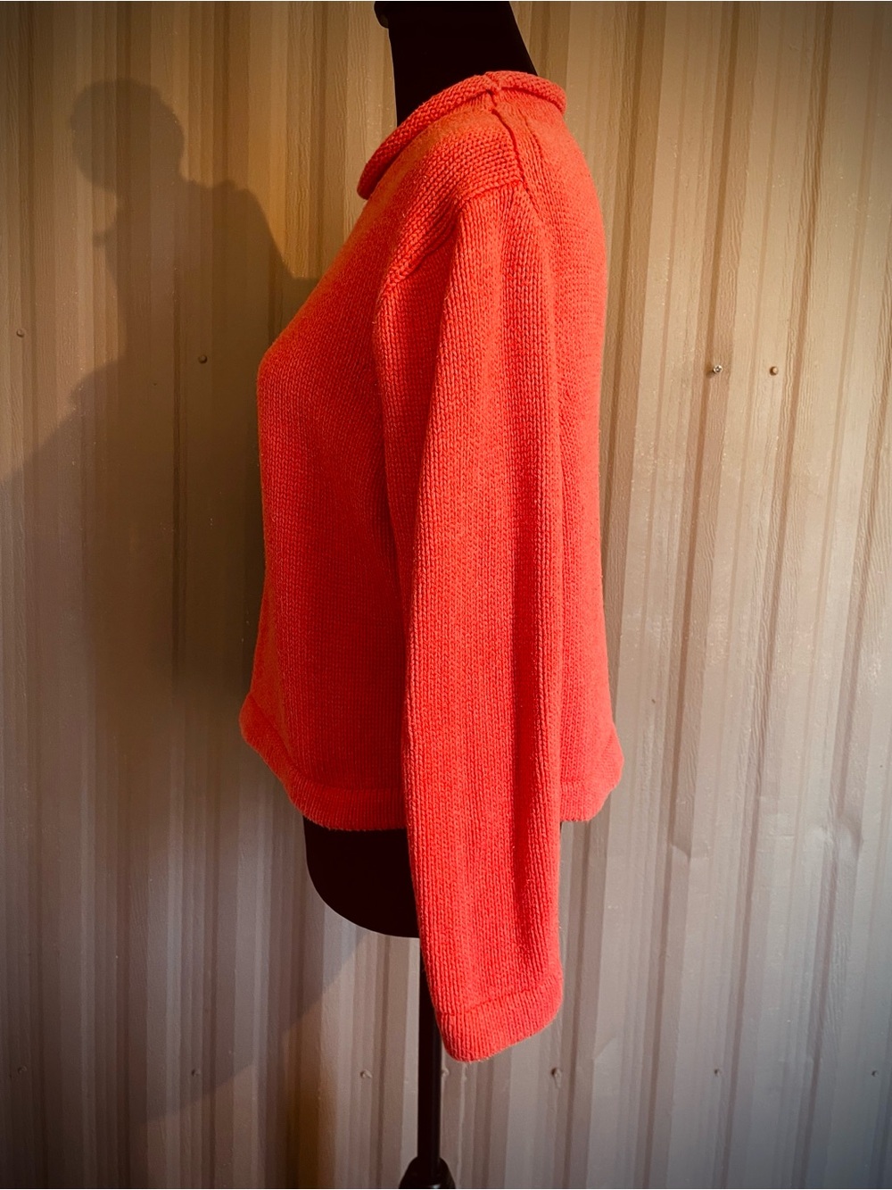 VTG J Crew Always Sweater Wmns Coral Crop Oarsman Roll Neck Fisherman Cotton M/L - Picture 6 of 13